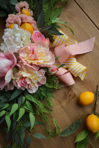 Grapevine Wreath with Artificial Lemons & Flowers