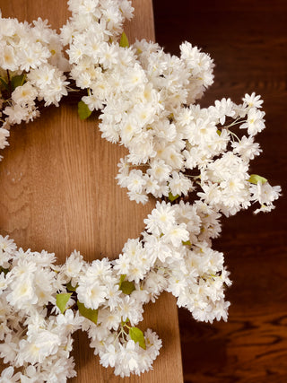 Faux White Cherry Blossom Wreath