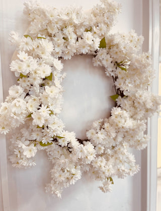 Artificial White Cherry Blossom Wreath