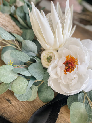 White Silk Florals and Eucalyptus