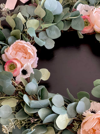 Artificial Eucalyptus & Silk Peony Floral Wreath
