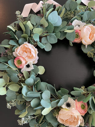 Faux Eucalyptus & Silk Peony Floral Wreath