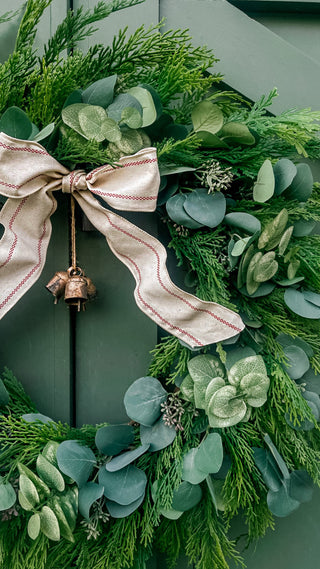 18" Wreath with Faux Cedar Pine & Eucalyptus