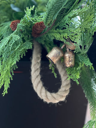 Brass Bells on 5.5ft Faux Pine Garland
