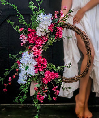 White & Pink Cherry Blossom Flower Wreath