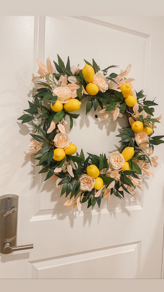 Artificial Lemon, Rose, and Eucalyptus Floral Wreath