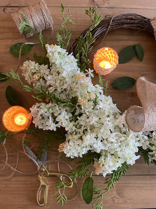 Artificial White Lilac Flower Wreath
