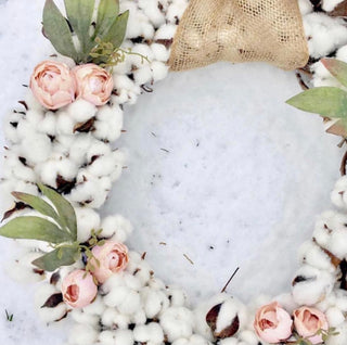Pure Real Cotton Ball with Faux Pink Peony Wreath