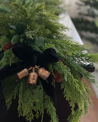 5.5ft Cedar Pine Garland with Eucalyptus & Brass Bells