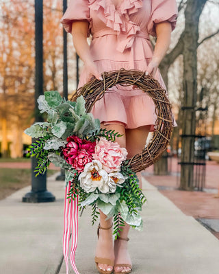 White & Pink Peony Wreath