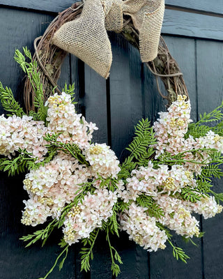 Faux Blush Pink Lilac Floral 18" Grapevine Wreath
