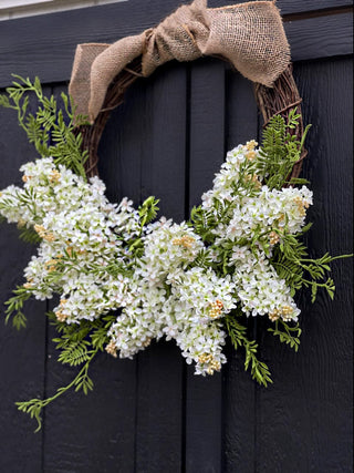 Artificial White Lilac Grapevine Wreath