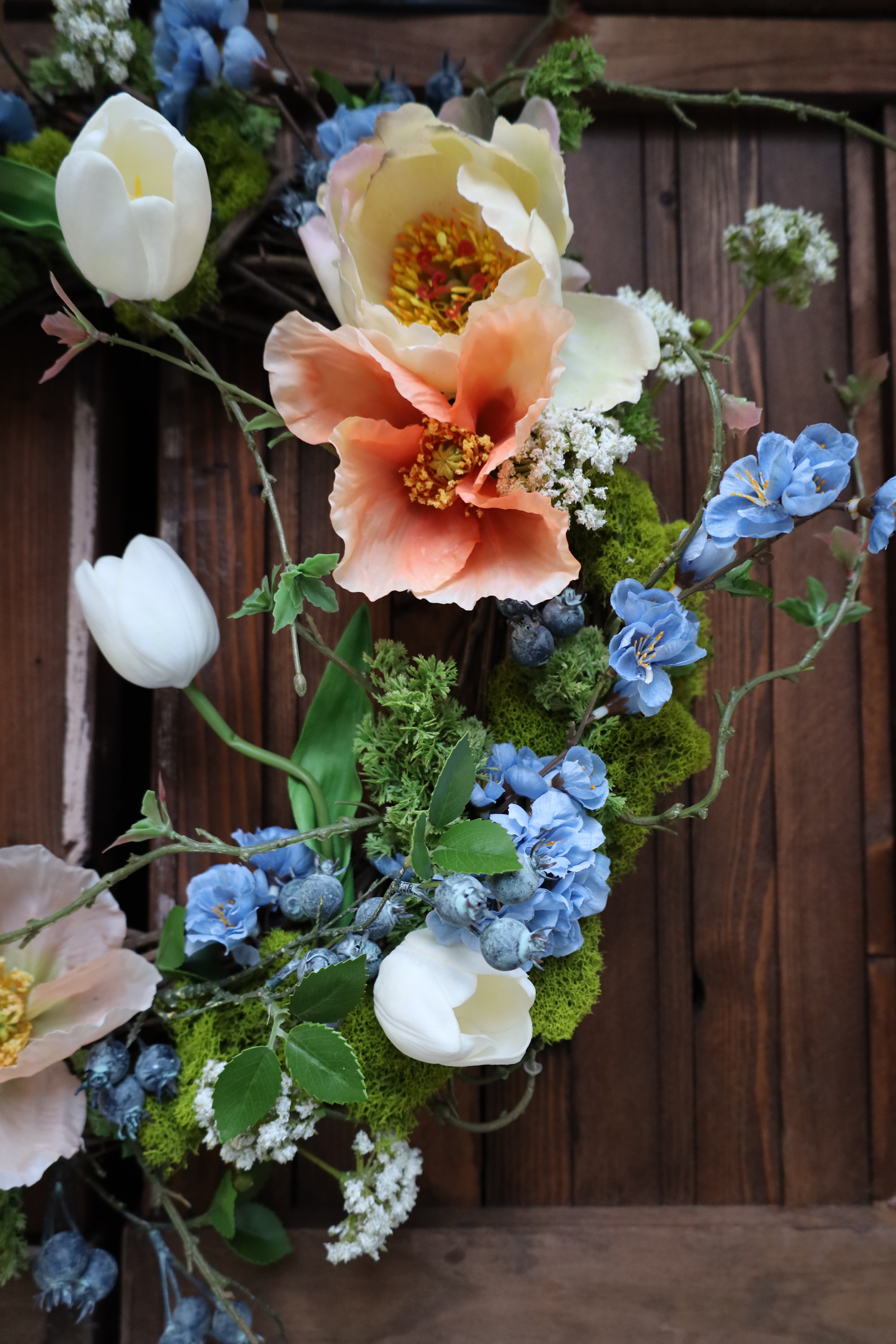 Apricot and Bluebell – Tiffany's Wreath Co.