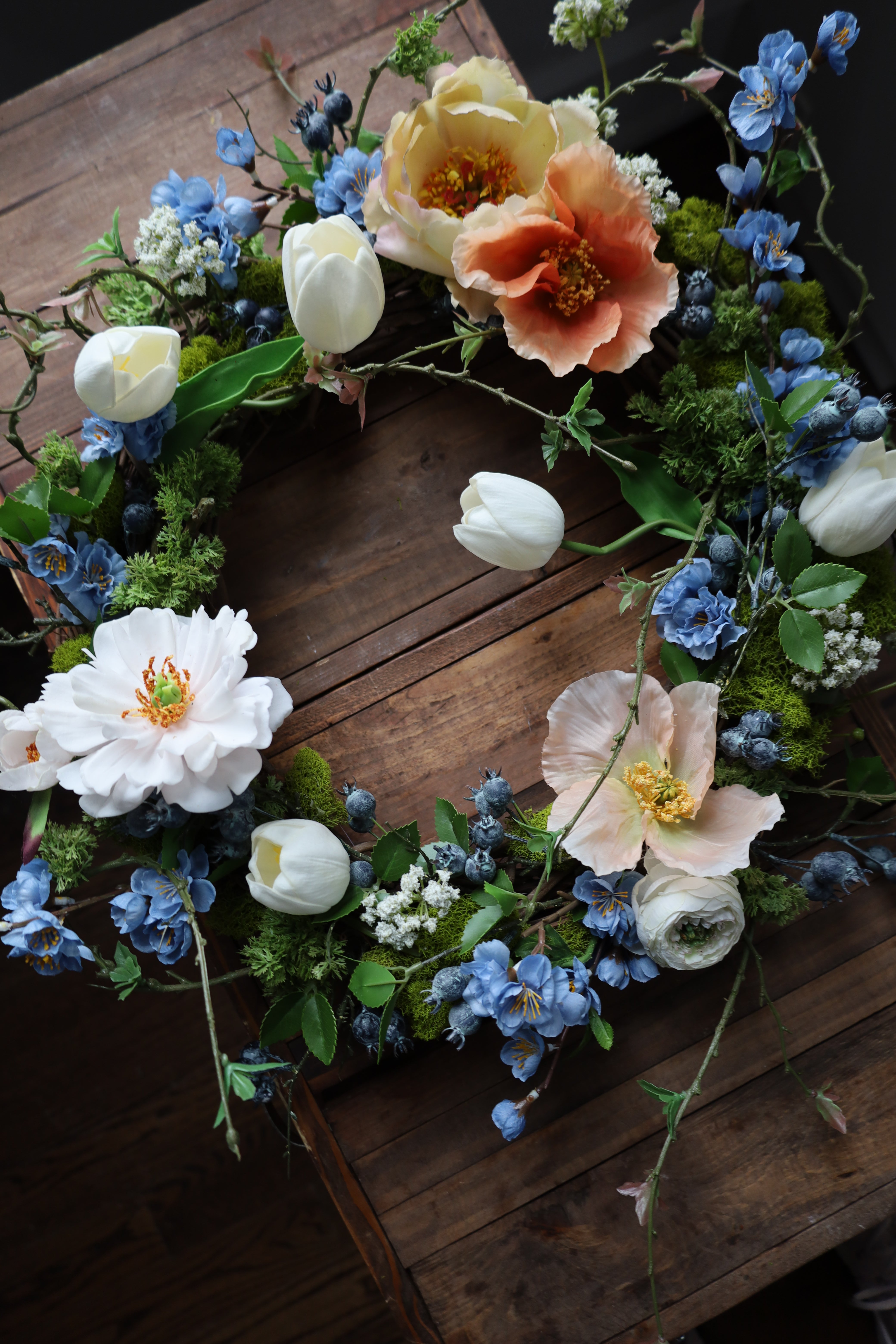 Apricot and Bluebell – Tiffany's Wreath Co.